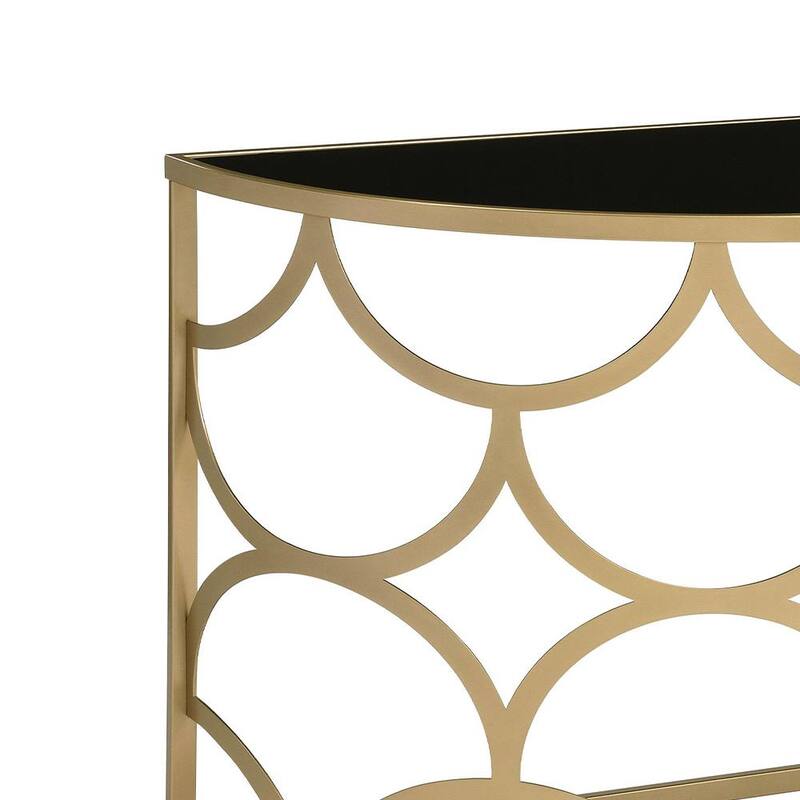 Altus 54 in. Gold Finish Half Moon Glass Console Table