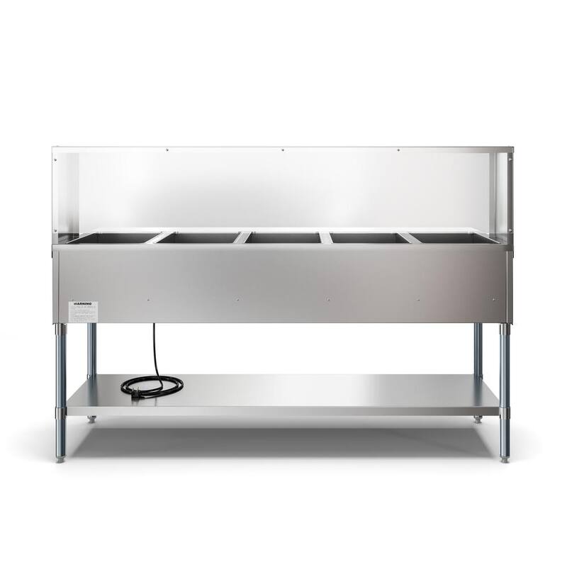 21 Qt. Stainless Steel Buffet Server with 5 Serving Sections and Protective Guard