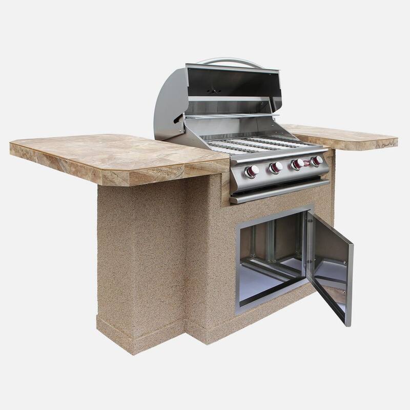 4-Burner Propane Grill Island with 27 in. Access Door in Stainless Steel