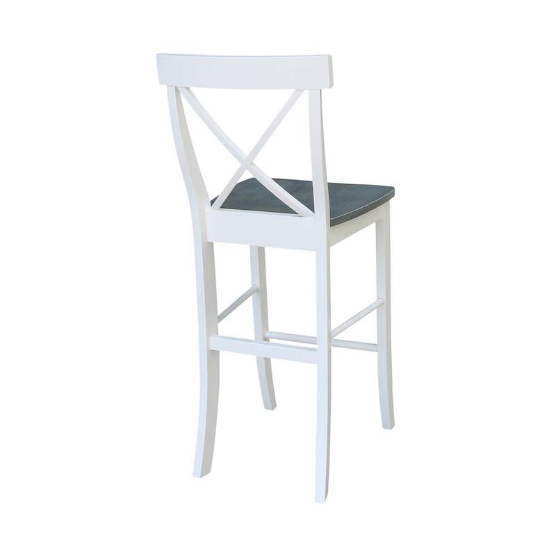 3-Piece Set Heather Gray and White 36 in. Solid Top Bar Height Table with 2-Bar Height Stools