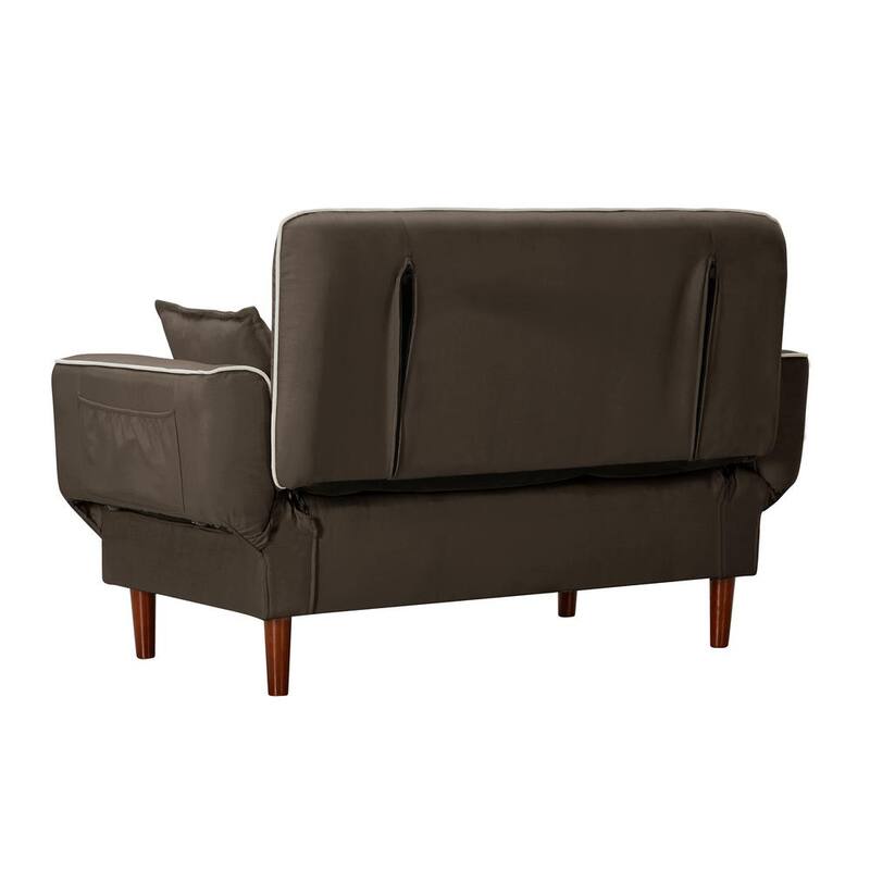 56.5 in. Brown Linen 2-Seater Loveseat Straight Sofa with 2-Pillows