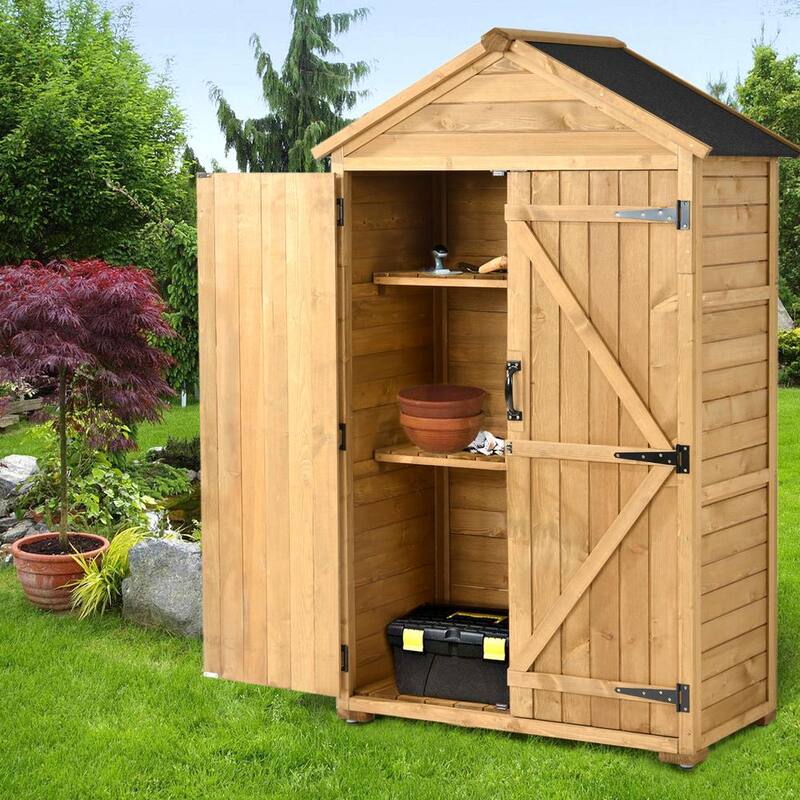 3 ft. W x 1.9 ft. D Wood Lean-to Storage Shed Tool Organizer with Waterproof Asphalt Roof 5.7 sq. ft.