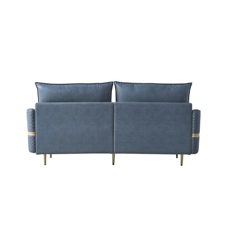 73.22 in. Blue Fabric 2-Seater Loveseat with 2 Pillows and Non-slip Pads