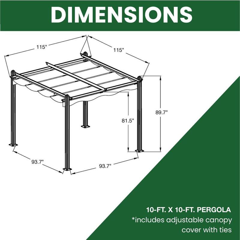 10 ft. x 10 ft. Aluminum Pergola