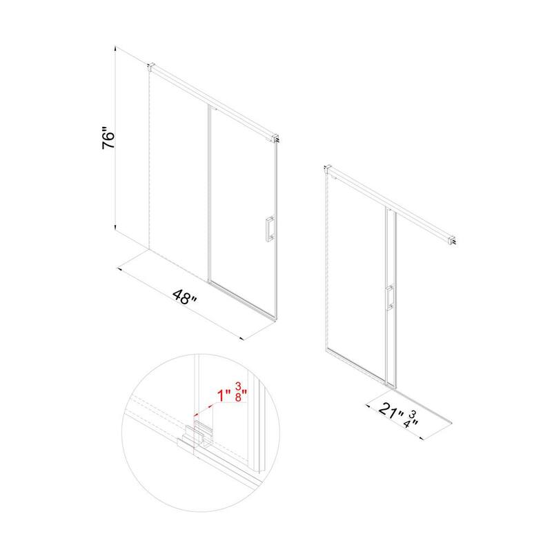 48 in. W x 76 in. H Single Sliding Frameless Shower Door in Matte Black Finish with Clear Glass