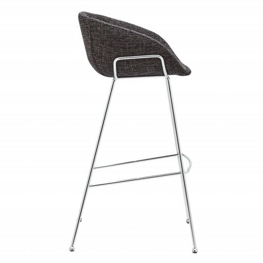 Amelia 38.98 in. Black Low Back Metal Extra Tall 34-40 in. Bar Stool with Fabric Seat 2 Set of Included