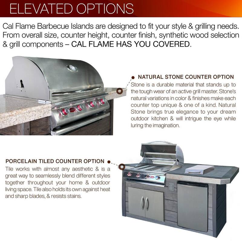 4-Burner 7 ft. Stone Veneer Propane Grill Island in Stainless Steel