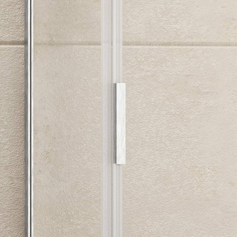 48 in. W x 76 in. H Single Sliding Door Semi-Frameless Shower Door in Brushed Nickel with Right Tempered Glass