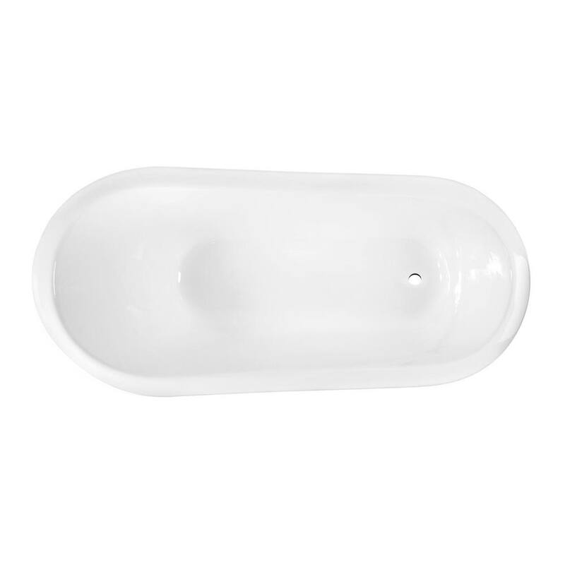 67 in. Cast Iron Single Slipper Clawfoot Bathtub in White with Feet in Polished Chrome