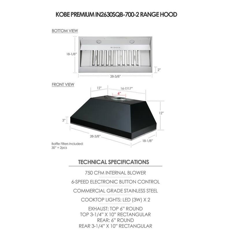 30 in. 750 CFM Insert Range Hood in Stainless Steel