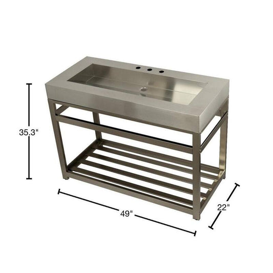 49 in. W Bath Vanity in Brushed Nickel with Stainless Steel Vanity Top in Silver with Silver Basin