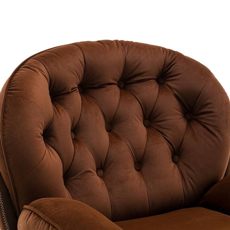 31.73 in. W Armless Velvet Straight Sofa with Ottoman in Brown