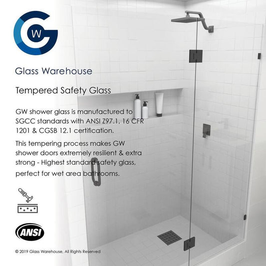 69.75 in. W x 58.25 in. H 3-Panel Inline Pivot Frameless Tub Door