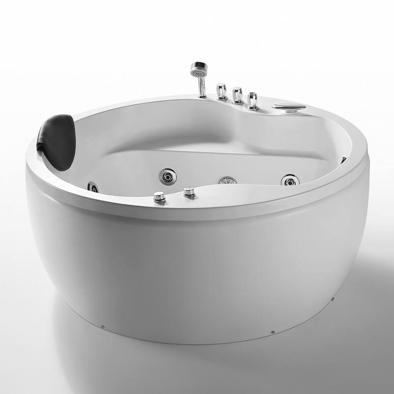 59 in. Acrylic Right Drain Apron Front Freestanding Whirlpool Bathtub in White with Water Jets and Tub Filler