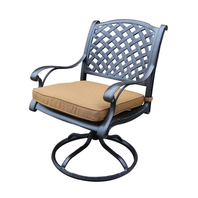 2-Piece Manhattan Aluminum Outdoor Rocking Chair with Brown Cushion Dining Swivel Rocker