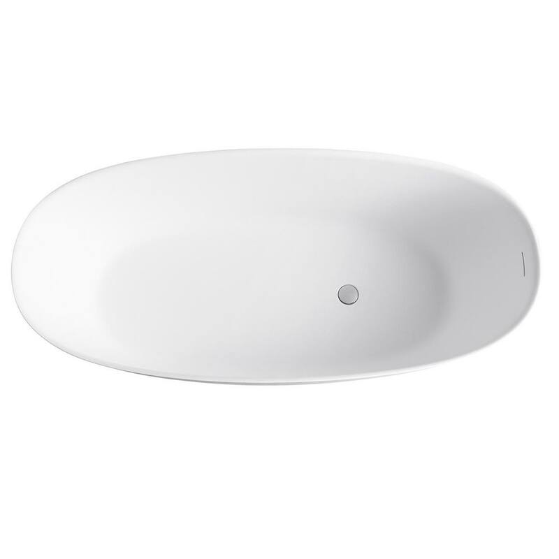 65 in. Solid Surface Stone Resin Flatbottom Thin Edge Bathtub in Matte White