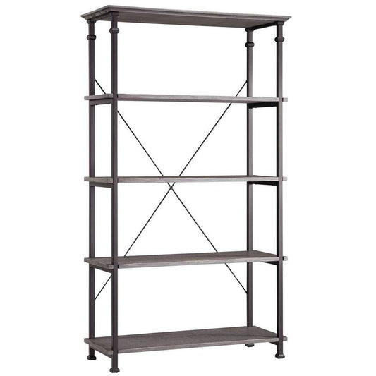 72 in. H Grey Vintage Industrial Rustic 4-Shelf 40 in. Standard Bookcase