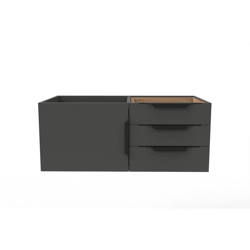 Alpine 35 in. W x 18.75 in. D x 14.25 in. H Bath Vanity Cabinet without Top in Matte Black with Black Trim