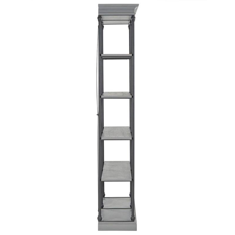 84 in. Gray Metal 5-shelf Etagere Bookcase