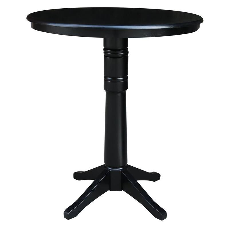 3-Piece Set Olivia Black 30 in Round Solid Wood Bar-height Dining Table and 2 Alexa Armless Stools