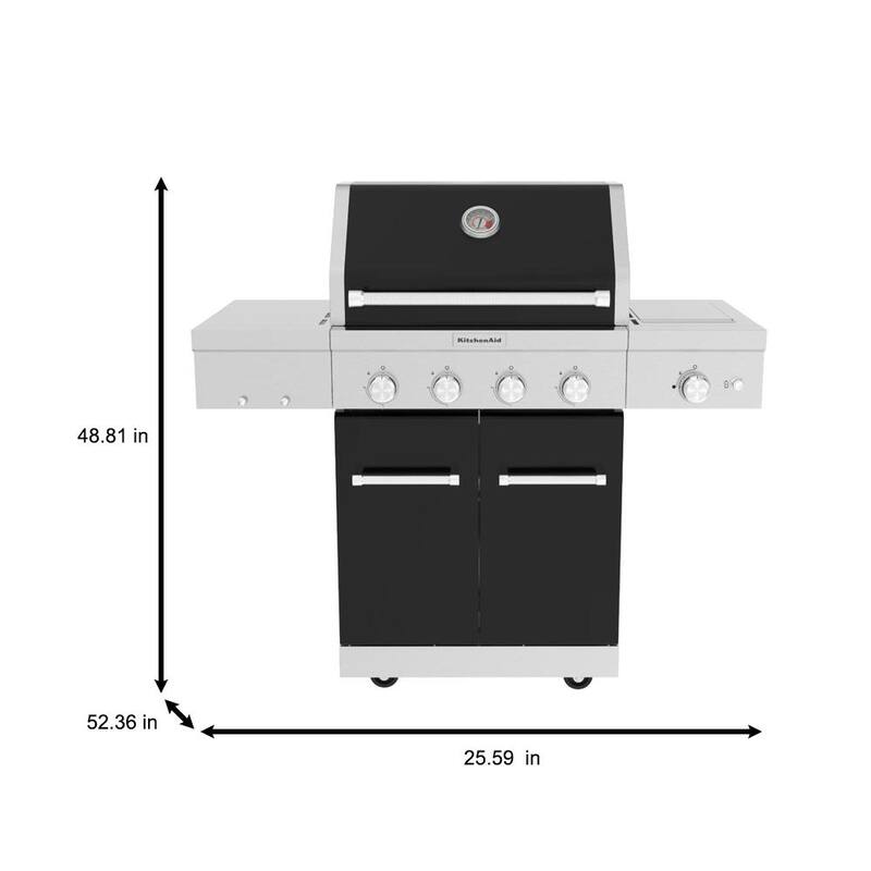 4-Burner Propane Gas Grill with Searing Side Burner in Black