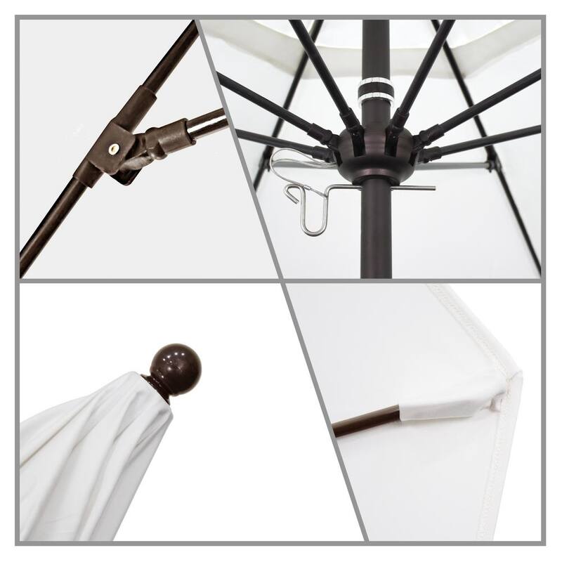 11 ft. Bronze Aluminum Commercial Market Patio Umbrella with Fiberglass Ribs and Pulley Lift in Bay Brown Sunbrella