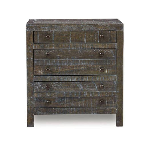 3-Drawer Brown Rustic Rough Hewn Cas Sengon Tekik Nightstand 29 in. H x 27 in. W x 18 in. L