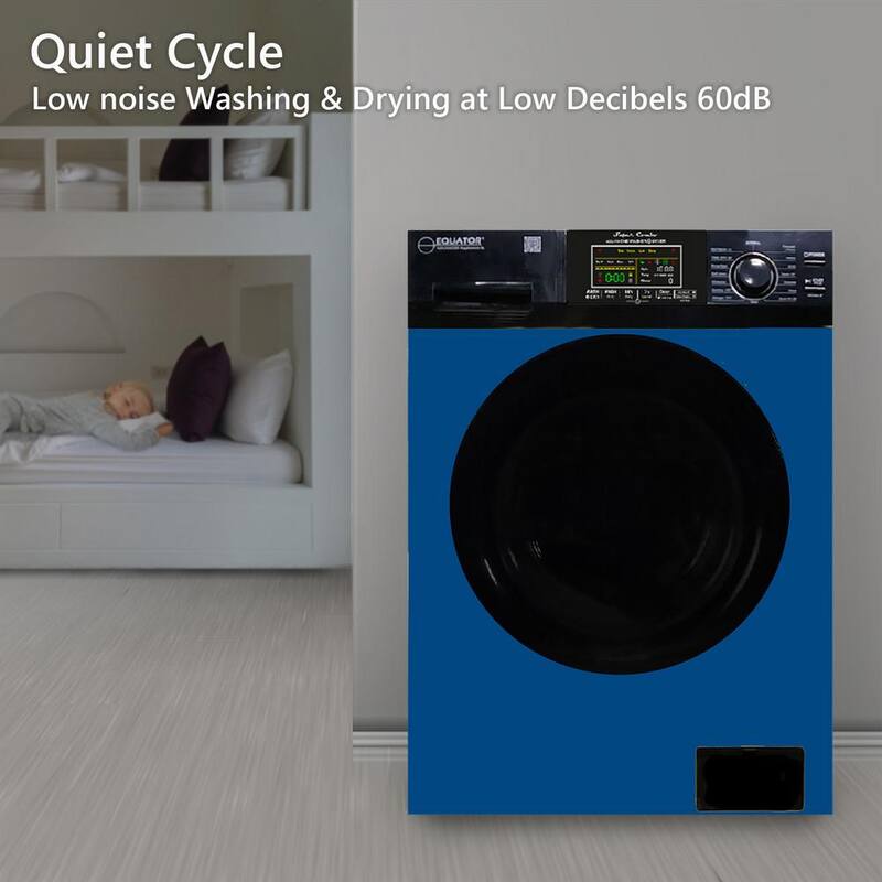 33.5 in. 18 lbs. 1.9 cu. ft. 110V Washer Smart Home All-in-One Washer and Dryer Combo in Blue/Black