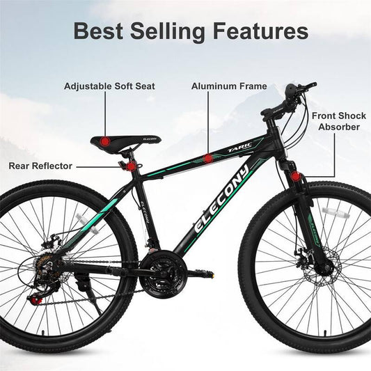 26 in. Mountain Bike/Bicycle Shimano 21 Speeds with Mechanical Disc Brakes and Aluminum/High-Carbon Steel Frame Black