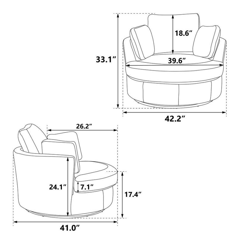 42.2 in. W Light Camel Boucle Swivel Barrel Arm Chair