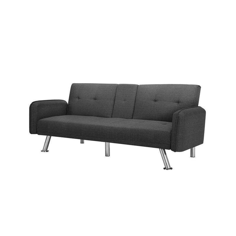 74.8 in. W Dark Gray Linen Twin Size Sofa Bed