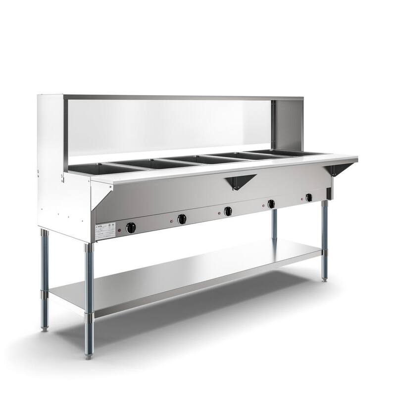 21 Qt. Stainless Steel Buffet Server with 5 Serving Sections and Protective Guard