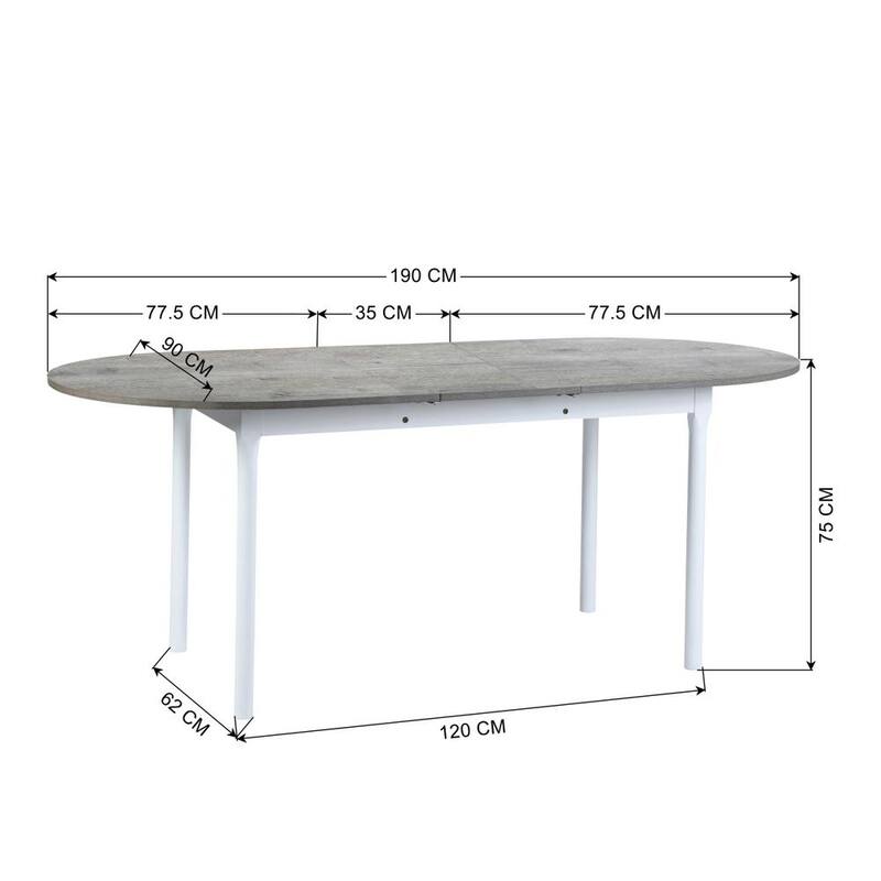 74.8 in. L Oval Light Grey and White Wood Extendable Dining Table with Removable Self-Storing Leaf