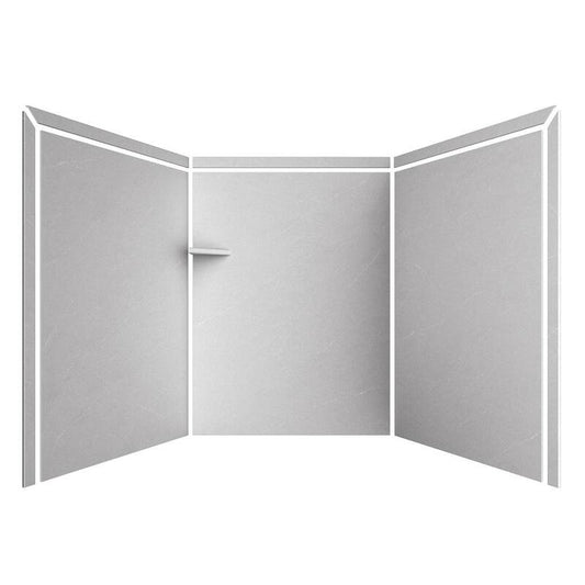 Adaptable 60 in. x 60 in. x 80 in. 9-Piece Easy Up Adhesive Alcove Shower Surround in Sea Salt