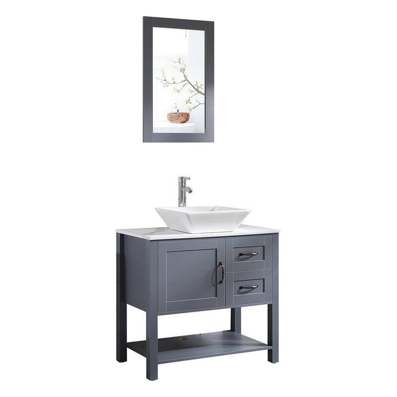 30 in. W X 18.7 D X 31.5 H Bath vanity in MDF with Engineered Marble Top in Gray