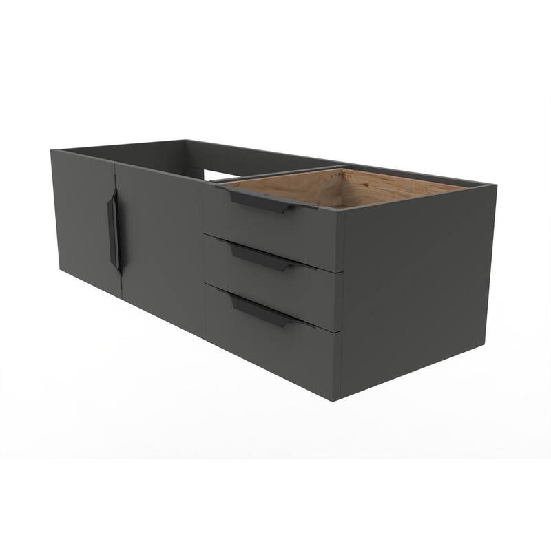 Alpine 47.75 in. W x 18.75 in. D x 14.25 in. H Bath Vanity Cabinet without Top in Matte Black with Black Trim