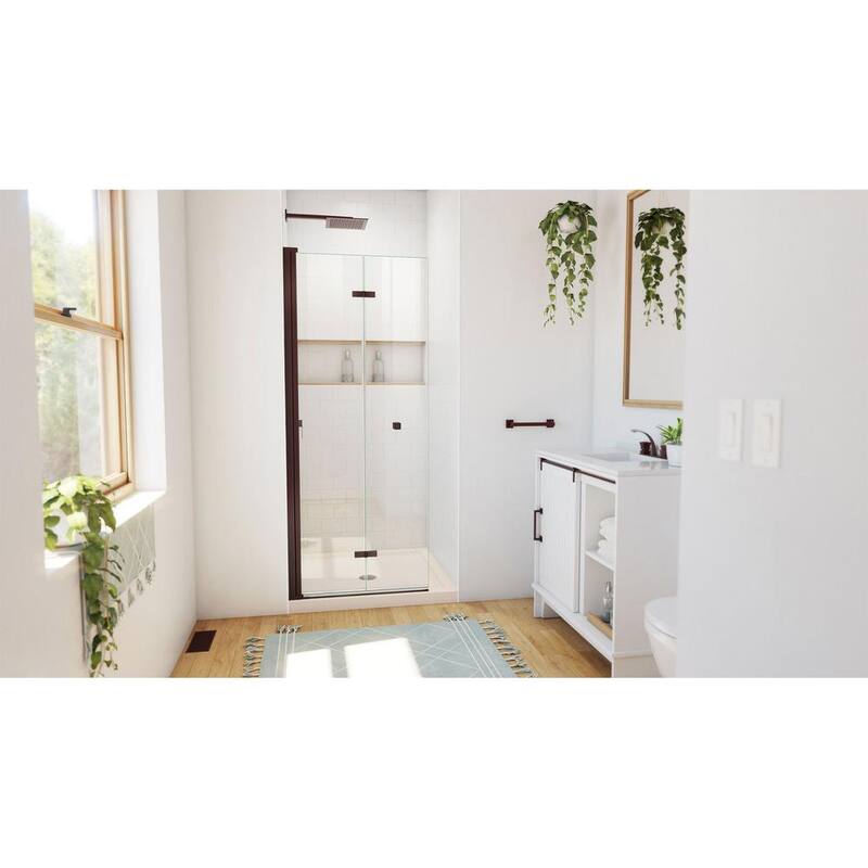 32 in. L x 32 in. W x 74-3/4 in. H Alcove Shower Kit with Bi-Fold Frameless Shower Door and Shower Pan