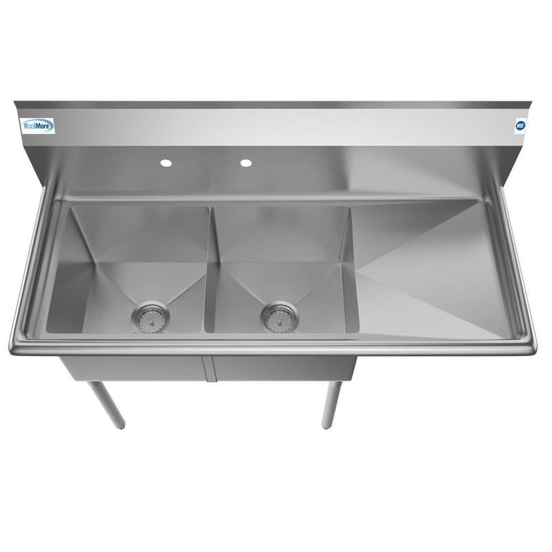 48 in. Freestanding Stainless Steel 2 Compartments Commercial Sink with Drainboard