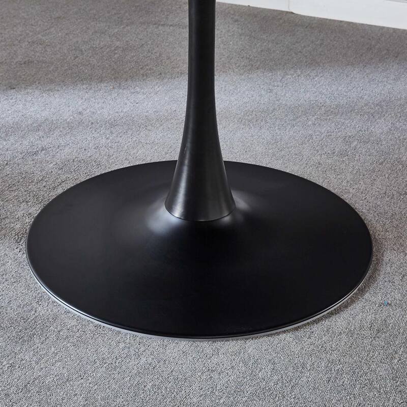 42.12 in. Black Wood Top Round Dining Table