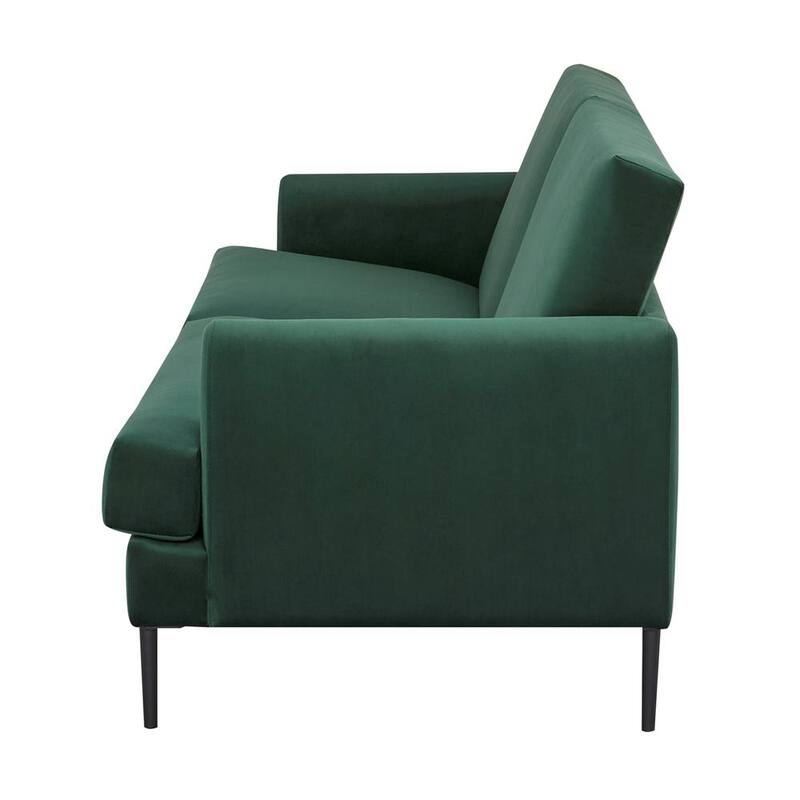 76 in. W Square Arm Fabric Rectangle Straight Sofa in Green