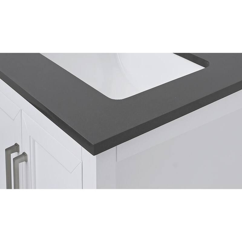 73 in. W x 22 in. D Quartz Vanity Top in Lotte Radianz Ural Gray with White Rectangular Double Sink