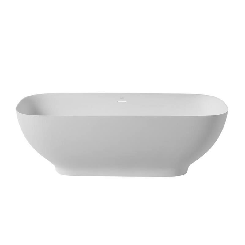 67 in. Solid Surface Flatbottom Non-Whirlpool Bathtub in Matte White