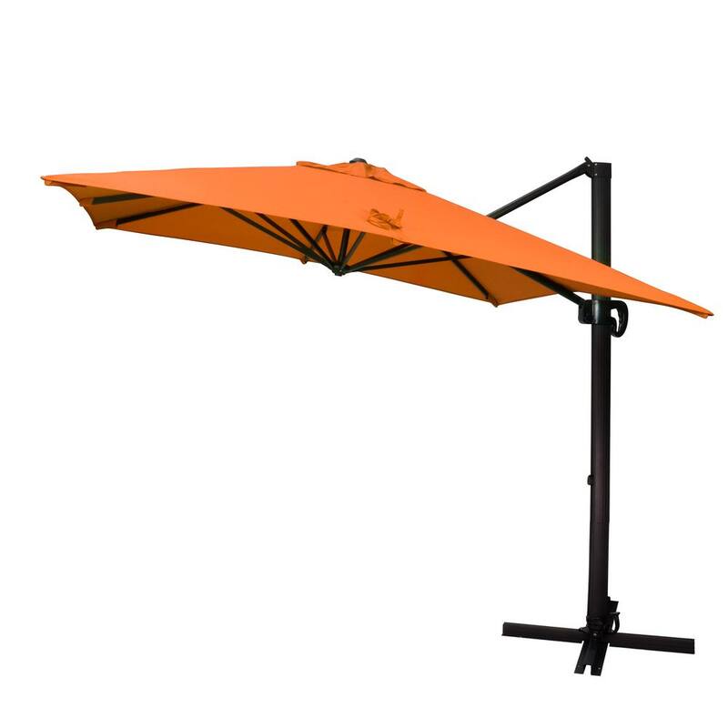 8.5 ft. Bronze Aluminum Cantilever Patio Umbrella with Side Tilt and Crank Lift in Tuscan Sunbrella