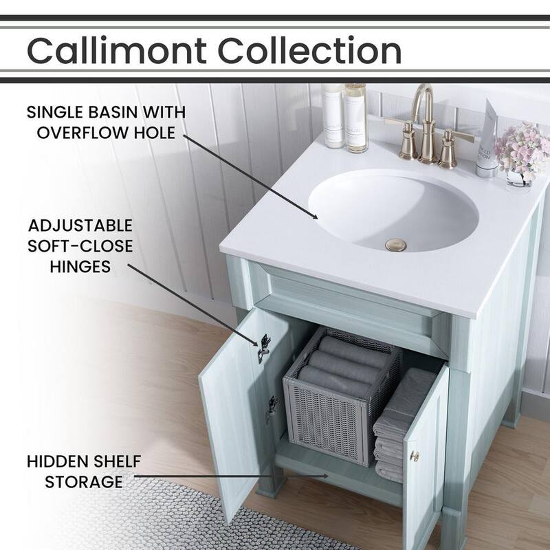 23.62 in. W x 20.5 in. D x 33.46 in. Callimont Vanity Cabinet with Sink 2 Doors Blue Cabinet