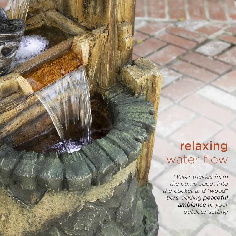 50 in. Tall Outdoor Water Well Fountain with Tiering Bucket