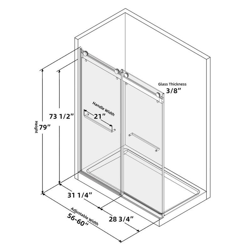 60 in. W x 79 in. H Double Sliding Frameless Shower Door in Matte Black with Towel Bar and Stainless Hardware