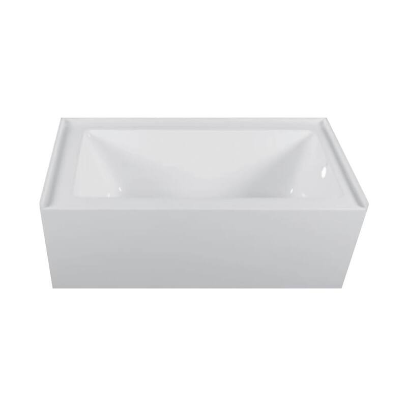 54 in. x 30 in. Acrylic Right Drain Rectangular Apron Front Non-Whirlpool Bathtub in White