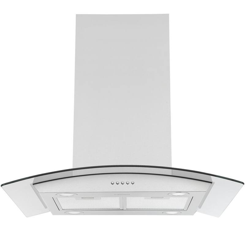 30 in. 440 CFM Convertible Island Mount Glass Canopy Range Hood with LED Lights in Stainless Steel