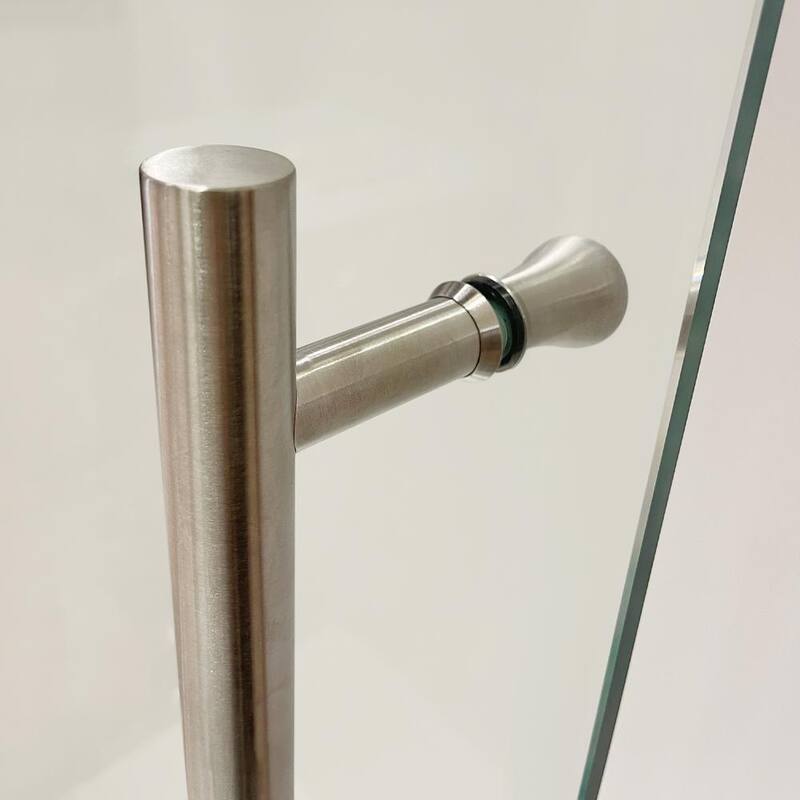 60 in. W x 74 in. H Sliding Semi Frameless Shower Door in Nickel with Handle