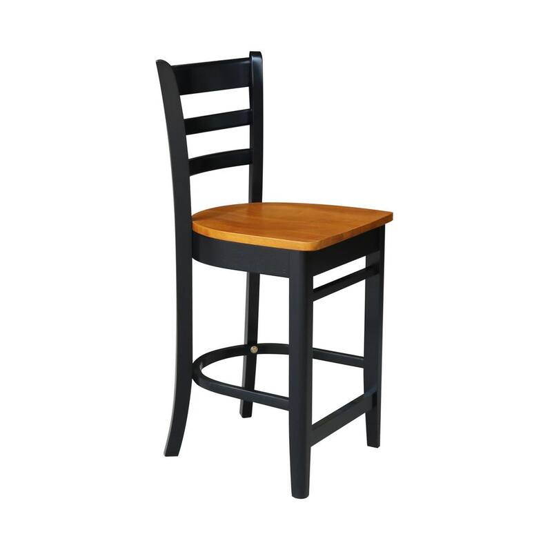 5 PC Set - Cherry / Black Solid Wood 36 in. Square Table with 4 Side Stools